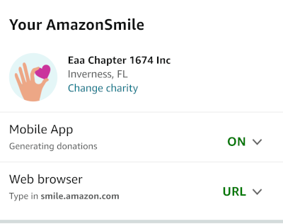 AmazonSmile mobile app enabled